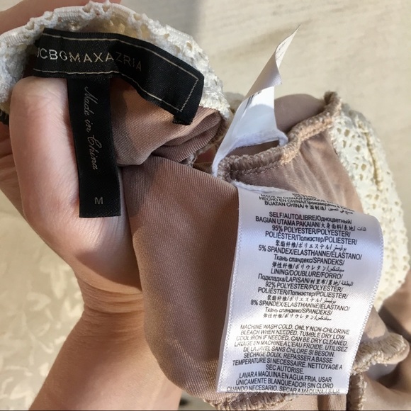 BCBG Crochet Knit Peplum Short-Sleeved Shirt - Picture 7 of 8